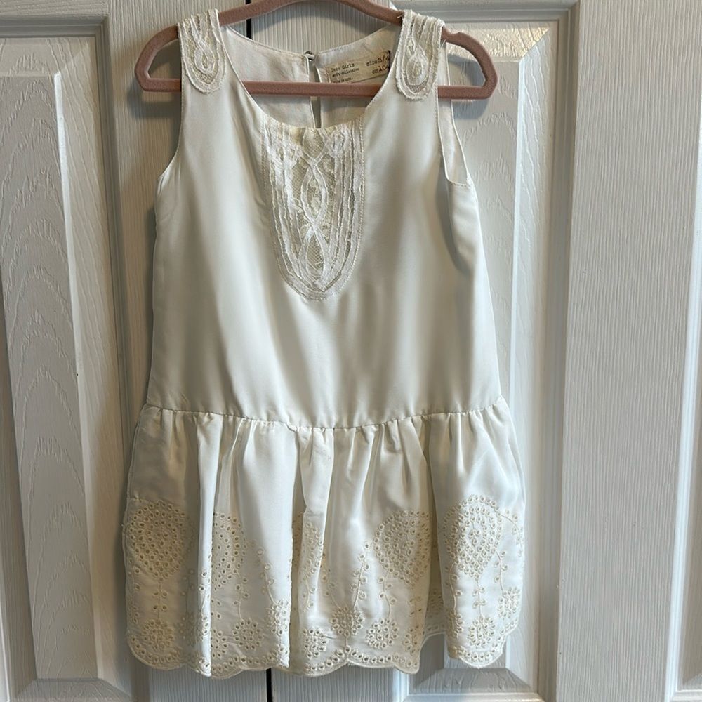 Zara Girls White Lace Eyelet Tank Dress - Size 3/4